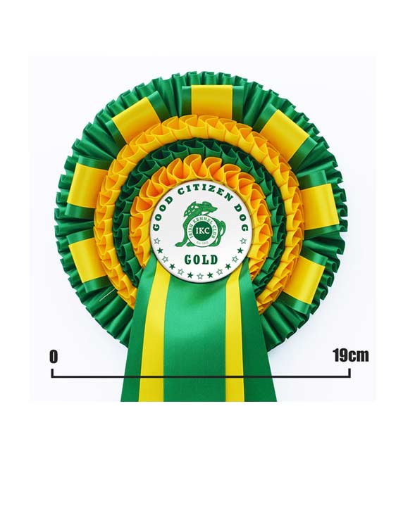 2-tier Gold & Black Rosettes Choice of Metal Centres Ribbon 
