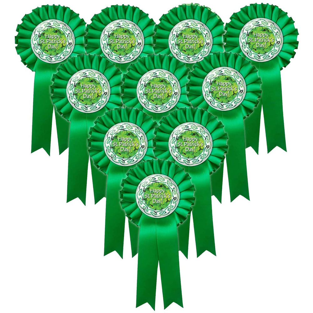 
            
                Load image into Gallery viewer, St. Patrick&amp;#39;s Day Badge Rosettes - 10 Pack
            
        